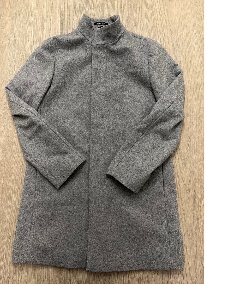Calvin Klein Men’s 40R Gray Slim Fit Overcoat Wool Blend Long Jacket Classic
